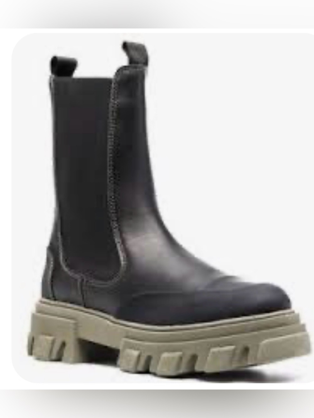 GANNI Leather Lug-Sole Mid Chelsea Booties EU 38/ US 8 NEW